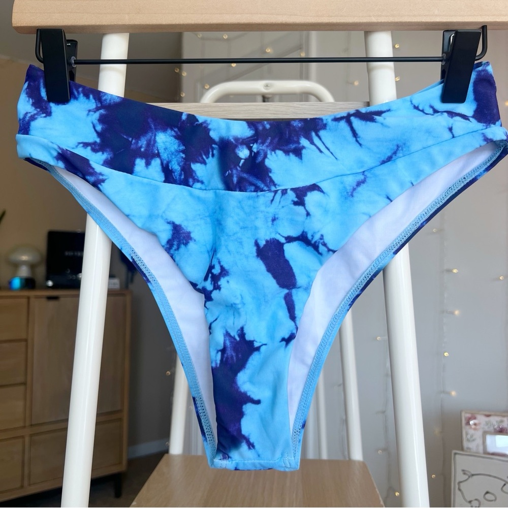 Shein Blue Tie Dye Cheeky Bikini Bottom Small